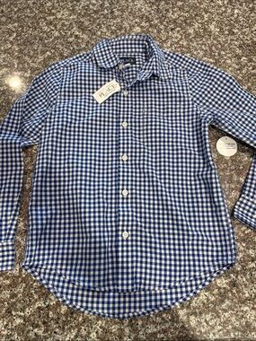 The Children's Place Blue and White Gingham Button-Down Shirt size 7/8